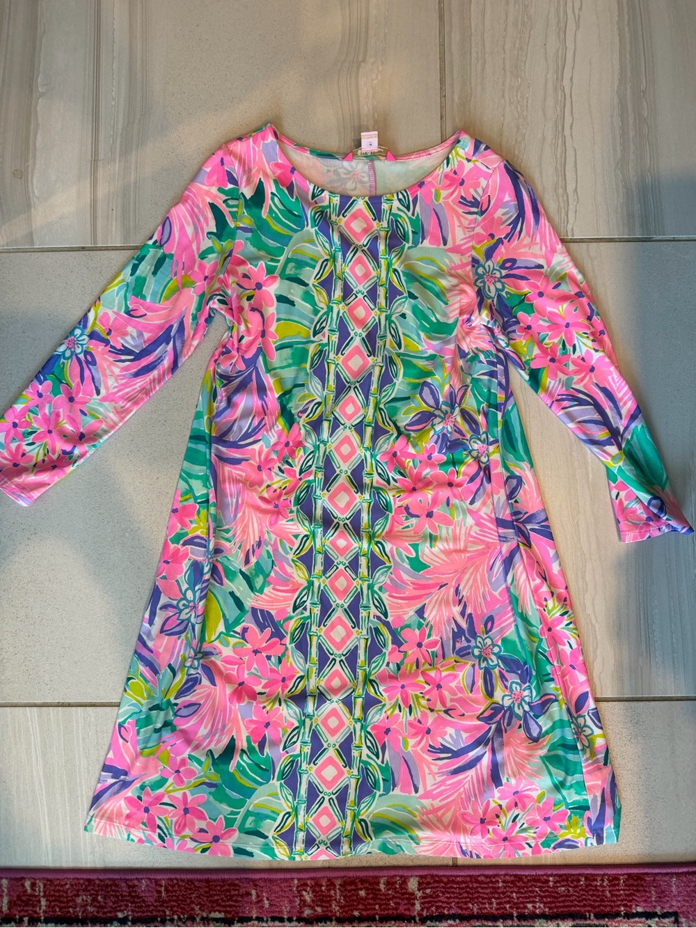 Lilly Pulitzer Pink Green Blue Floral Shift Dress